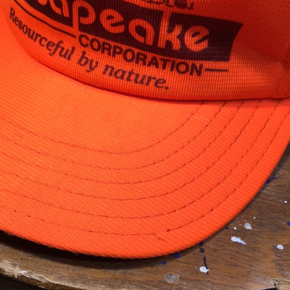 Vintage USA made floppy puffy trucker SnapBack hat full 6 panel blaze orange cap - Picture 7 of 15